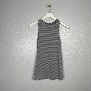 Lululemon Women 4 Gray White All Tied Up Tank Striped Open Back Athletic Workout